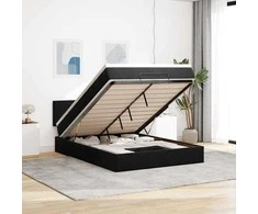 Osmanų lova su čiužiniu ir LED Juodas 140x190cm Velvet