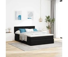 Osmanų lova su čiužiniu ir LED Juodas 140x190cm Velvet