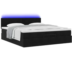 Osmanų lova su čiužiniu ir LED Juodas 160x200cm Velvet