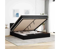 Osmanų lova su čiužiniu ir LED Juodas 180x200cm Velvet