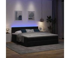 Osmanų lova su čiužiniu ir LED Juodas 180x200cm Velvet
