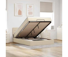 Osmanų lova su čiužiniu ir LED kreminiu 140x190cm audinys