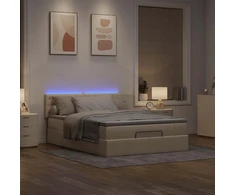 Osmanų lova su čiužiniu ir LED kreminiu 140x190cm audinys