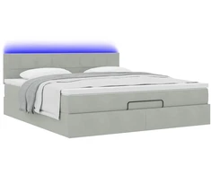 Osmanų lova su čiužiniu ir LED šviesiai pilka 160x200cm Velvet