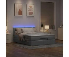 Osmanų lova su čiužiniu ir LED šviesiai pilka 140x190cm audinys