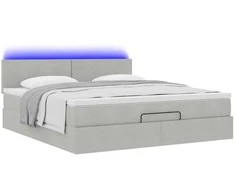 Osmanų lova su čiužiniu ir LED šviesiai pilka 160x200cm Velvet