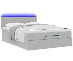 Osmanų lova su čiužiniu ir LED šviesiai pilka 140x200cm Velvet