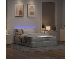 Osmanų lova su čiužiniu ir LED šviesiai pilka 140x200cm Velvet