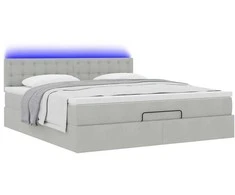 Osmanų lova su čiužiniu ir LED šviesiai pilka 180x200cm Velvet