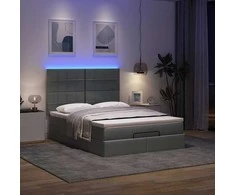 Osmanų lova su čiužiniu ir LED tamsiai pilka 140x190cm audinys