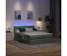 Osmanų lova su čiužiniu ir LED tamsiai pilka 140x190cm audinys