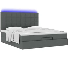 Osmanų lova su čiužiniu ir LED tamsiai pilkas 180x200cm audinys