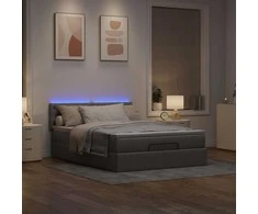 Osmanų lova su čiužiniu ir LED, taupe, 140x190cm, audinys
