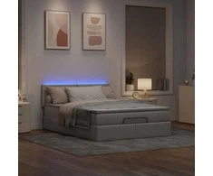 Osmanų lova su čiužiniu ir LED, taupe, 140x190cm, audinys