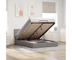 Osmanų lova su čiužiniu ir LED, taupe, 140x190cm, audinys