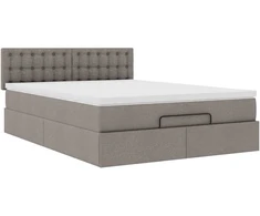 Osmanų lova su čiužiniu ir LED, taupe, 140x190cm, audinys