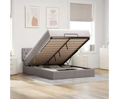 Osmanų lova su čiužiniu ir LED, taupe, 140x190cm, audinys