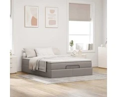 Osmanų lova su čiužiniu, taupe, 140x190cm, audinys