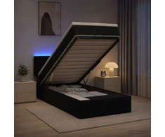 Otmana lova su matracsu ir LED Juoda 100 x 200 cm Aksomas