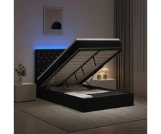 Otmana lova su matracsu ir LED Juoda 120 x 190 cm Aksomas