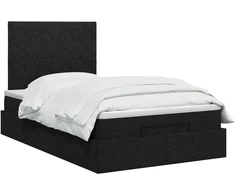 Otmana lova su matracsu ir LED Juoda 120 x 200 cm Audinys