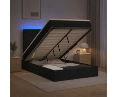 Otmana lova su matracsu ir LED Juoda 120 x 200 cm Audinys