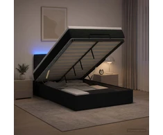 Otmana lova su matracsu ir LED Juoda 120 x 200 cm Audinys
