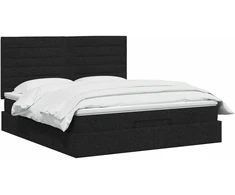 Otmana lova su matracsu ir LED Juoda 140 x 200 cm Audinys