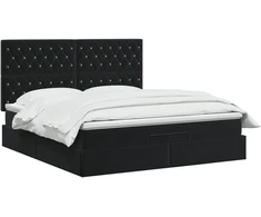 Otmana lova su matracsu ir LED Juoda 140 x 190 cm Aksomas