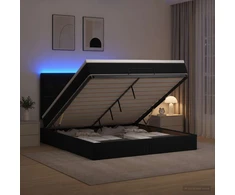 Otmana lova su matracsu ir LED Juoda 160 x 200 cm Aksomas