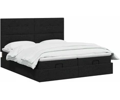 Otmana lova su matracsu ir LED Juoda 180 x 200 cm Audinys