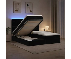Otmana lova su matracsu ir LED Juoda 180 x 200 cm Aksomas