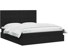 Otmana lova su matracsu ir LED Juoda 180 x 200 cm Audinys