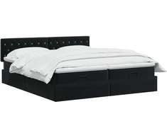 Otmana lova su matracsu ir LED Juoda 180 x 200 cm Aksomas