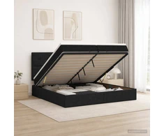 Otmana lova su matracsu ir LED Juoda 200 x 200 cm Audinys