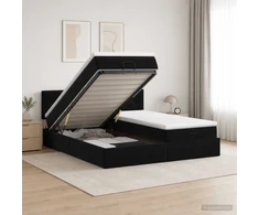 Otmana lova su matracsu ir LED Juoda 200 x 200 cm Aksomas