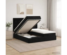 Otmana lova su matracsu ir LED Juoda 200 x 200 cm Aksomas