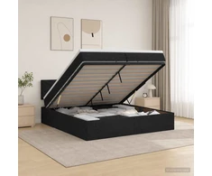 Otmana lova su matracsu ir LED Juoda 200 x 200 cm Audinys