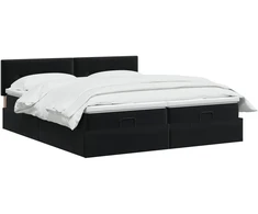 Otmana lova su matracsu ir LED Juoda 200 x 200 cm Aksomas