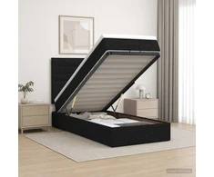 Otmana lova su matracsu ir LED Juoda 80 x 200 cm Audinys