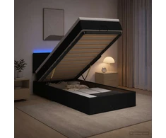 Otmana lova su matracsu ir LED Juoda 80 x 200 cm Audinys