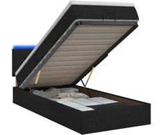 Otmana lova su matracsu ir LED Juoda 80 x 200 cm Audinys