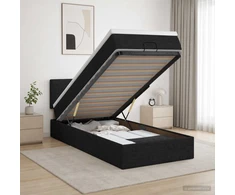 Otmana lova su matracsu ir LED Juoda 90 x 190 cm Audinys