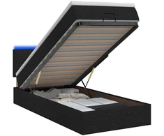 Otmana lova su matracsu ir LED Juoda 90 x 200 cm Audinys