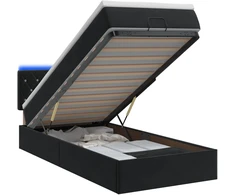 Otmana lova su matracsu ir LED Juoda 90 x 190 cm Aksomas