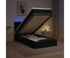 Otmana lova su matracsu ir LED Juoda 90 x 190 cm Aksomas