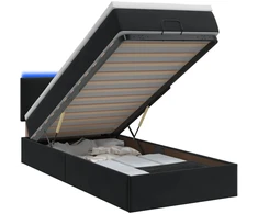Otmana lova su matracsu ir LED Juoda 90 x 190 cm Aksomas