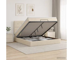 Otmana lova su matracsu ir LED Kreminė 140 x 200 cm Audinys