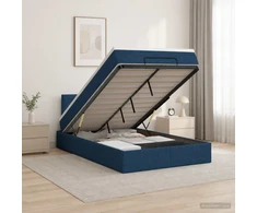 Otmana lova su matracsu ir LED Mėlyna 120 x 190 cm Audinys