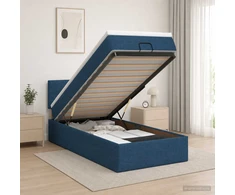 Otmana lova su matracsu ir LED Mėlyna 90 x 190 cm Audinys
